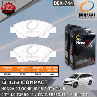 COMPACT ผ้าเบรคหน้า HONDA CITY (CNG) 10-18,CITY 14-18,CITY 1.0 TURBO 19,CIVIC FREED 13,MOBILIO 14 รหัส 744