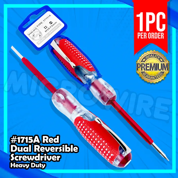 1715A Red Dual Reversible Screwdriver Screw Driver Heavy Duty