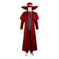 อะนิเมะ Hellsing Alucard เครื่องแต่งกายฮาโลวีนปาร์ตี้ Man ชุดสีแดงหมวกเสื้อเสื้อกั๊กเสื้อ Bow Tie กางเกงถุงมือชุด Wig