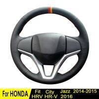 Car Stee Wheel Cover For Honda Fit City Jazz 2015 2014 HRV HR-V 2016 Hand-Stitched Black Artificial Leather Non-Slip