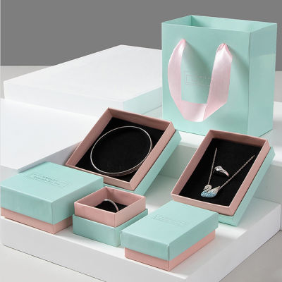 เคสของขวัญพัสดุสีเงินสุดกล่องเครื่องประดับสีฟ้าถ้วยกระดาษ Kotak Perhiasan Pink กล่องสร้อยคอ