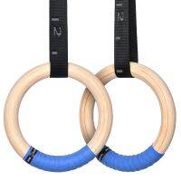 PACEARTH Gymnastics Rings Wooden Olympic Rings 1500/1000lbs with Adjustable Cam Buckle 14.76ft Long Straps Non-Slip Gym Rings