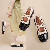 Fren retro y leather shoes womens large size 23 trade thick-soled coege sle c le shoes