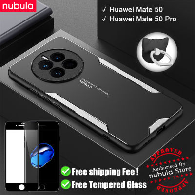 NUBULA เคส Huawei Mate 50 Pro,เคสอะลูมินัมอัลลอยโลหะผิวด้านฝาหลังกันรอยขีดข่วนเคสโทรศัพท์มือถือ Hp Huawei Mate 50 Pro แถมฟรีกระจกนิรภัยกันรอยสำหรับ Huawei Mate 50 Pro Mate50
