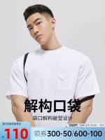 OMG popular logo sports summer short-sleeved t-shirts men deconstruction pocket personality fitness half sleeve clothes made of pure cotton absorb sweat