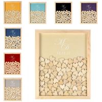 【hot】☒  Engraved Personalized Rustic Drop Top Frame Guest Book Alternative 130Pcs Hearts Wedding Date Gifts Favors
