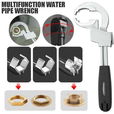 Kunci kamar mandi multifungsi kunci pas wastafel ujung ganda dapat disesuaikan kunci pas keran pipa air alat perbaikan kamar mandi