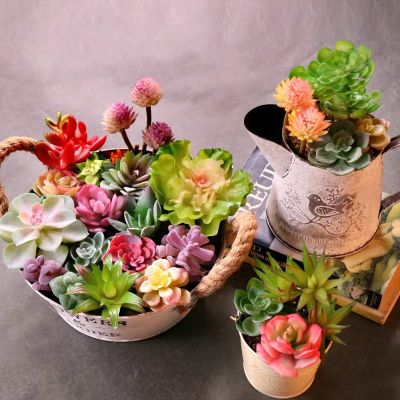 Artificial Succulent Plants Real Touch Landscape Lotus Grass Decorative Fake Plants Home Garden Room Christmas Party Decoration