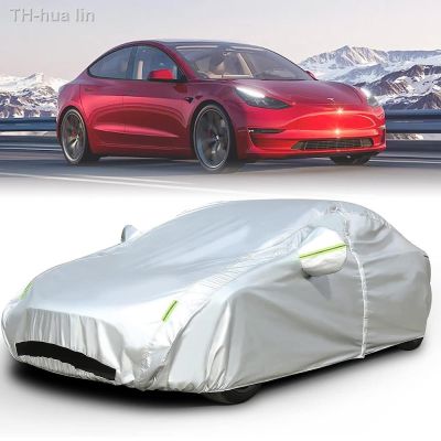 hua lin ฝาครอบรถยนต์ทุกสภาพอากาศสำหรับ Tesla รุ่น 3/Y พร้อมตาข่ายระบายอากาศซิปประตูชาร์จพอร์ตเปิด เปิดกระเป๋าเก็บ
