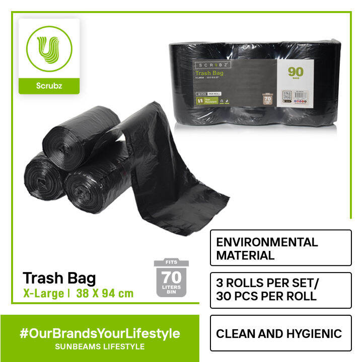 Scrubz Premium Biodegradable Trash Bag Garbage Bag [Pack of 90