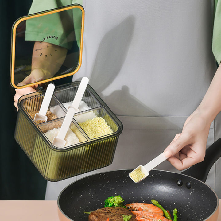 การจัดเก็บห้องครัวขวดปรุงรสใสครัวเรือนกล่องเก็บอุปกรณ์ครัวกล่องเครื่องเทศมัลติฟังก์ชั่อุปกรณ์ครัว
