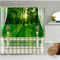 【CW】❍❄๑  Window View Shower Curtain Atural Scenery Curtains with Hooks