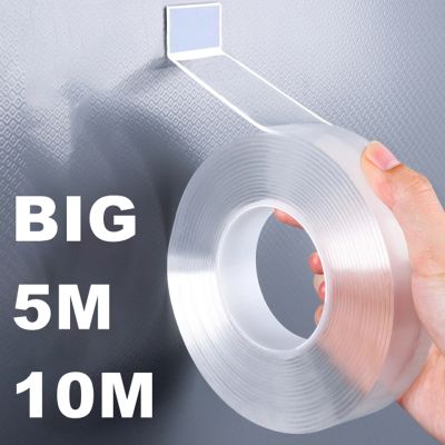 【LZ】☎☌◇  Fita Nano Dupla Face Transparente Reutilizável Fitas Adesivas Impermeáveis Cozinha e Banheiro Limpáveis 1mm de Espessura 5 m 10m