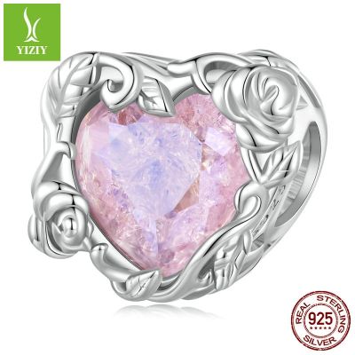 [COD] Ziyun new pink crystal rose diy bracelet beads gentle lady s925 silver accessories