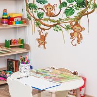 Wall Stickers Monkeys Vine Kids Room Home Cartoon Decor Baby Nursery Room Decoration Living Bedroom Decals Art PVC DIY Mural Wall Stickers  Decals