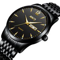 Black Steel Quartz Watch Mens Formal Wear Watches Men Luxury Business Men Clock Waterproof Gold Watch Relogio Masculino