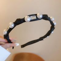 Vivienne Westwood High-end French gentle pearl hairband for women with diamond star black knotted hairpin light luxury lady style headband hair accessory