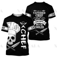 2023 Customized Fashion High Quality Chef Kitchen Cooking the Word Skull Usa 3d High Quality T-shirt Printed Round Neck Men Female Unisex Casual Top Drop Ship ，Contact the seller for personalized customization