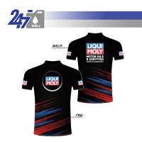 LIQUI MOLY T-Shirt ลิควิโมลี่ เสื้อยืดคอกลมเยอรมัน ( สีดำ-แดง ) ผ้ากีฬาไมโคร เนื้อเรียบ ขนาดฟรีไซส์