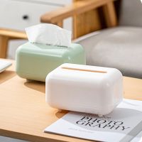 Household simple tissue box Plastic Living room dining room desktop dustproof wet paper towel storage box With cover and spring