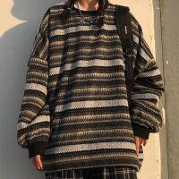 Women Vintage Striped Sweaters Autumn Long Sleeve Oversize Knit Sweater Hip Hop Ulzzang BF Uni Couples Winter Pullovers Tops