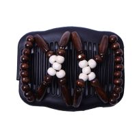 New Women Hair Wooden Combs Retro Magic Bead Stretchy Double jewellery Comb Clip Hairpins Salon Styling Tamer Dropshipping