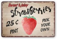 สตรอเบอรี่รสหวานฉ่ำเลือกของคุณสัญลักษณ์ดีบุกโลหะโบราณของตัวเองแผ่นดีบุกศิลปะย้อนยุคป้ายตกแต่งแผ่นโลหะแท่งคาเฟ่คลับ