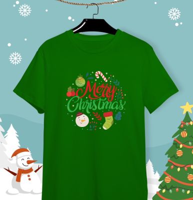 เสื้อยืดลายปีใหม่ เสื้อคริสมาสต์ Happy New Year &amp; Merry Christmas ลายน่ารักๆ ผ้า Cotton 💯ใส่สบาย สีสันสดใส