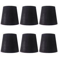 Black Lamp Shades with Gold Lining Clip on Light Shades Candle Chandelier Lampshades, Set of 6