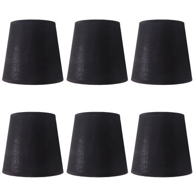 Black Lamp Shades with Gold Lining Clip on Light Shades Candle Chandelier Lampshades, Set of 6