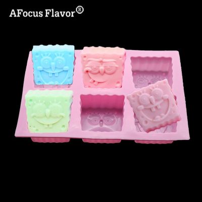 ；【‘； 6 Hole Cartoon Square Silicone Molds Soap DIY Handmade Fondant Soap Mold Handmade Chocolate Biscuit Cake For Bakeware Tool