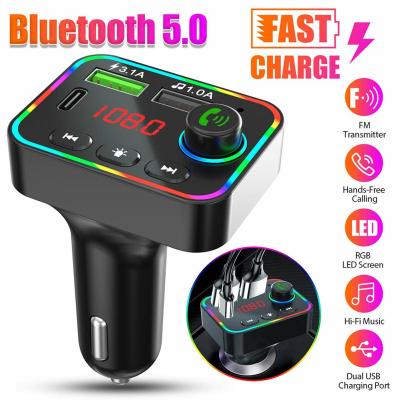 USB Car Charger Bluetooth-compatible 5.0 FM Transmitter Wireless Handsfree Audio Receiver MP3 Player Colorful Audio Receiver Car Chargers