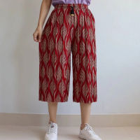 ส่งเร็ว กางเกงอัดพลีทลายใบไม้  pleated pants ทรงหลวมขากว้าง  รุ่น7118-051/720-58   เป็นผ้าหนังไก่ เอวกางเกงมีเชือกผูกรูดได้ ผ้าใส่เย็นสบาย