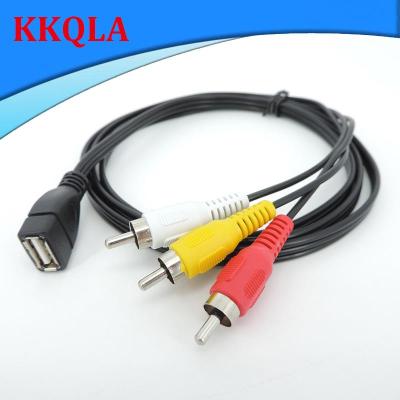 QKKQLA 5ft 1.5m USB A Female to 3 RCA male plug to usb AV Video connector Cable Lead converter PC TV Aux Audio adapter