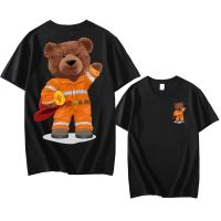 ตลกตุ๊กตาหมี Fireman TShirt หมีเสื้อลำลองเสื้อผ้าผู้ชายเสื้อผ้าแฟชั่นผ้าฝ้ายเสื้อยืด TEE TOP จัดส่งฟรี