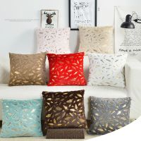 【CW】 Bronzing Feather Cushion Cover Throw Pillowcase Sofa Bed Office Decoration 43x43cm