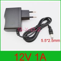 2023 1ชิ้น DC 12V 1000mA 1A AC 100-240V อะแดปเตอร์แปลงแหล่งจ่ายไฟ EU ปลั๊ก5.5มม. X 2.1มม.-2.5มม.