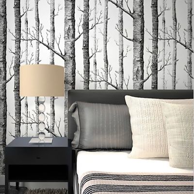 Black and white branch nonwoven wallpaper Nordic branch tree trunk birch forest TV sofa background wall paper Roll wallpaper W51