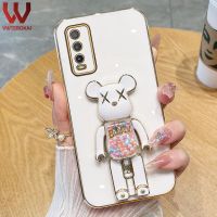 VWTEROKAI เคสที่วางโทรศัพท์หมีความรุนแรงแบบ3D Kacang Gula สำหรับ VIVO Y20 Y20i Y20S Y12S Y12A Y02A Y02T Y51 Y53S Y51A Y31 Y50 Y30 Y30i Y02เคสโทรศัพท์ซิลิโคนนิ่มชุบด้วยไฟฟ้า