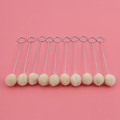 10Pcs Wool Ball Brush DIY Daubers Assisted Dyeing Round Wools Brush With Metal Handle For Textile leather Leather Tool