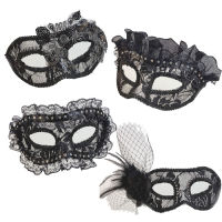 ? Black Lace Transparent Half Face Mask Womens Party Banquet Party Halloween Adult Retro Style Fake Mask