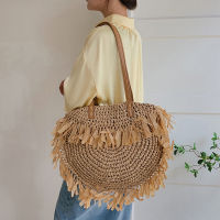 【 Cw】bohemian Semicircle Straw Bag For Women Summer Tassel Beach Bags Handmade Handbag Fashion Rattan Shopping Totesac