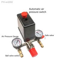 90-120 PSI 220V Air Compressor Parts Regulator Heavy Duty Pump Pressure Control Switch Air Pump Control Valve Switch with Gauge