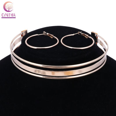 Women Punk Torques Collares Fashion Shine Metal Neck Fit Charm Bib Chokers Necklaces Statement Jewelry For Women Dress