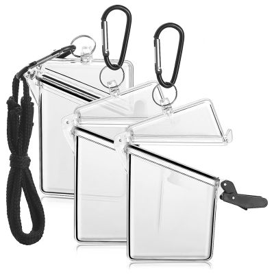 3 Pack Plastic Card Cover with Lanyard,Clear Waterproof Card Holder Lanyards for Id Badges and Keys