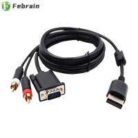 FEBRAIN 3.5มม. สำหรับสายต่อเซก้าดรีมเคส PAL ความคมชัดสูงอะแดปเตอร์ RCA สาย VGA ตัวแปลงเสียง