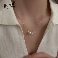 We Flower Classic 14K Gold Pearl Beaded Pendant Necklace for Women Girls Korean Fashion Choker Necklaces Jewelry