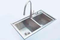 (78X43x22cm) Handmade Double Bowl Undermount Kitchen Sink 304 Stainless steel Sink with Pull Out Mixer Faucet Hot and Cold Type