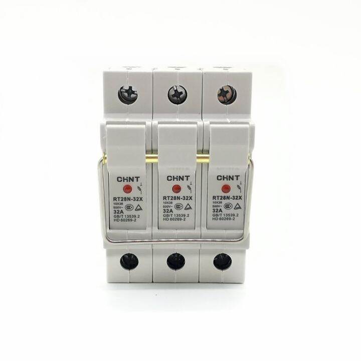 CHINT RT28N-32X 3 Pole DIN Rail Mount Fuse Holder Base with Indicator ...