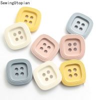 20PCS Square 4-Holes Resin Buttons Four Eye Paint Coat Windbreaker Button Color Spot Womens Buttons Accessories 18-30mm Haberdashery